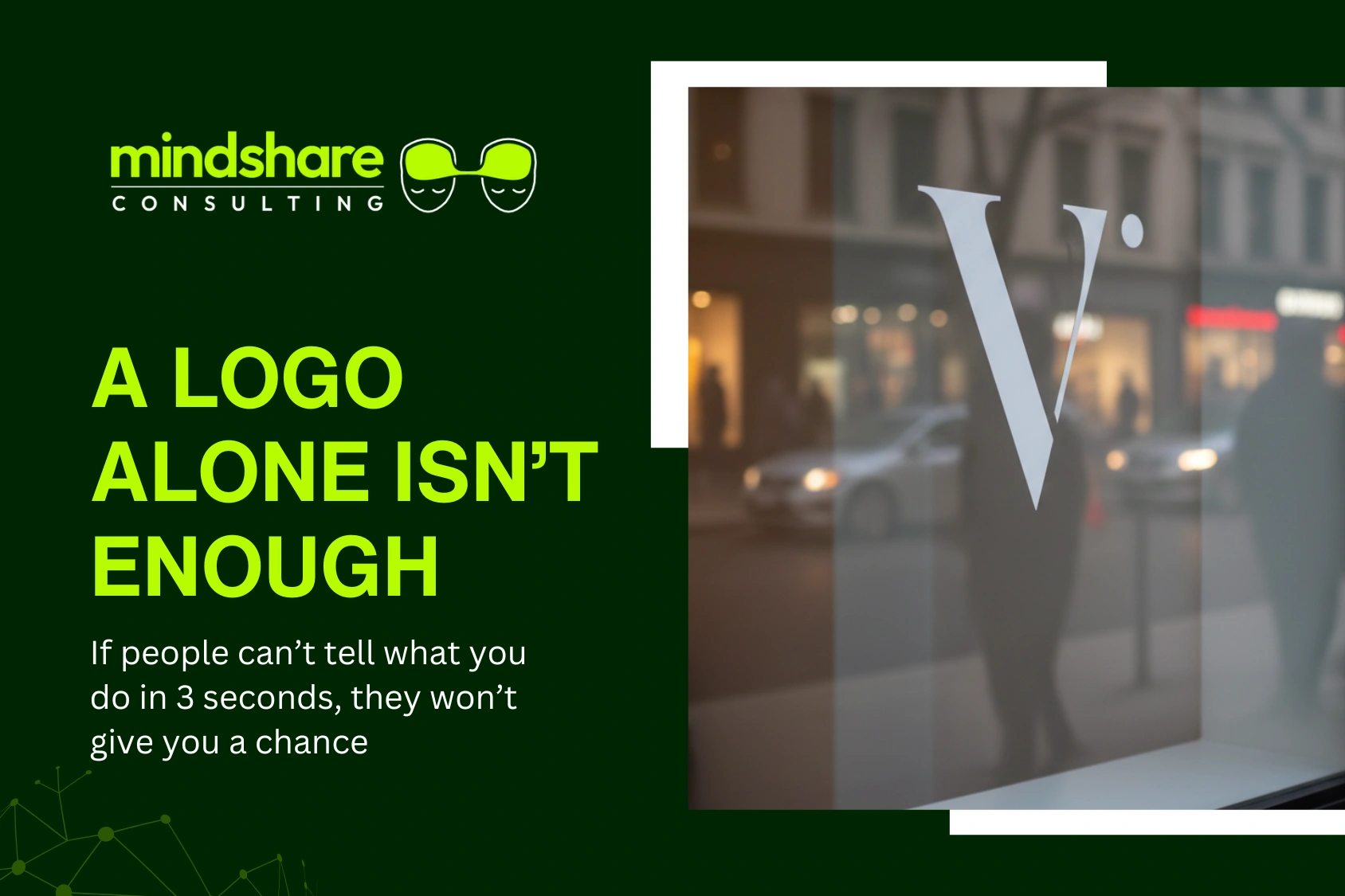 Storefront showing only a logo with no description, so people can’t tell what the business does