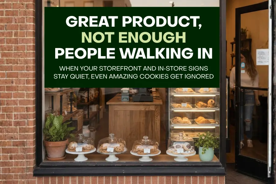 Empty Austin bakery storefront with great cookies inside but very few customers walking in