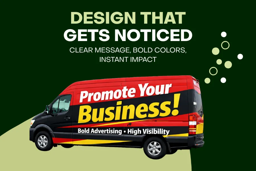 High contrast mobile signage design with bold text for easy readability