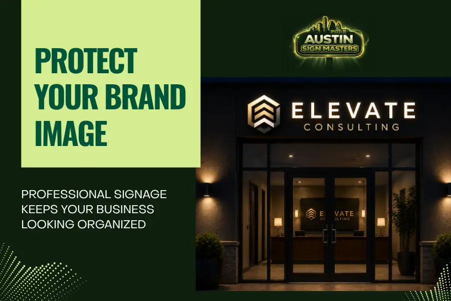 Professional temporary business signage maintaining strong brand appearance