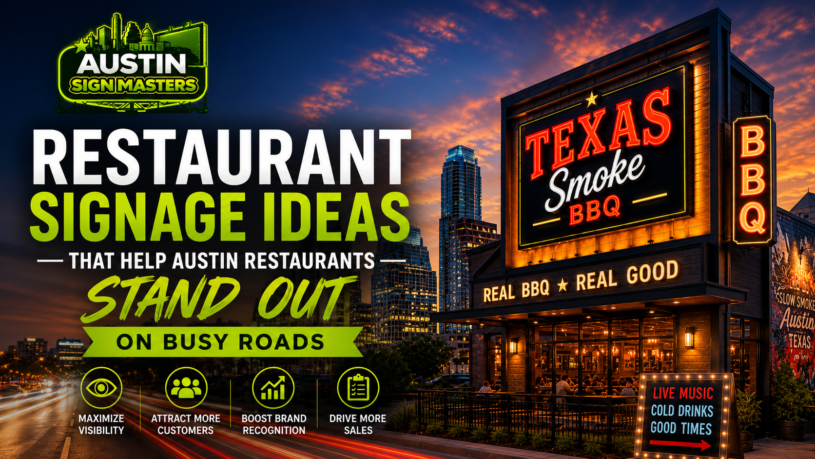 restaurant signage Austin ideas for restaurants on busy roads