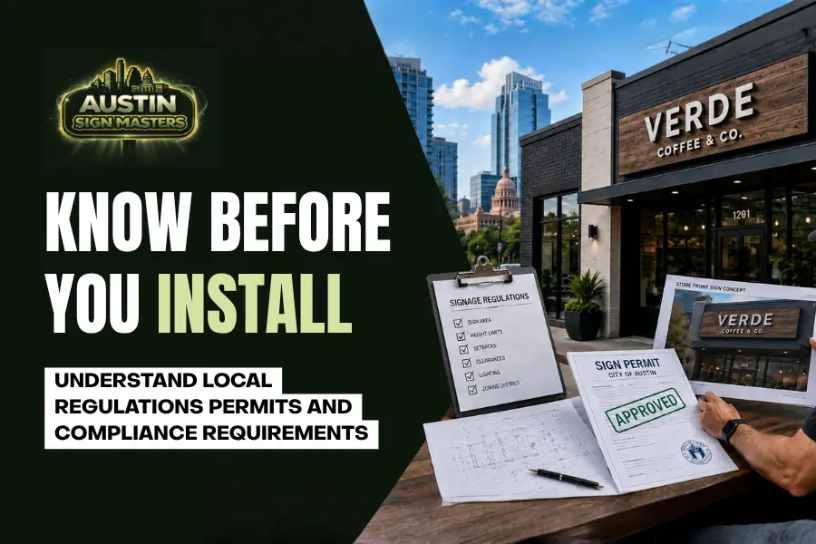 Storefront signage project following Austin permit and compliance standards