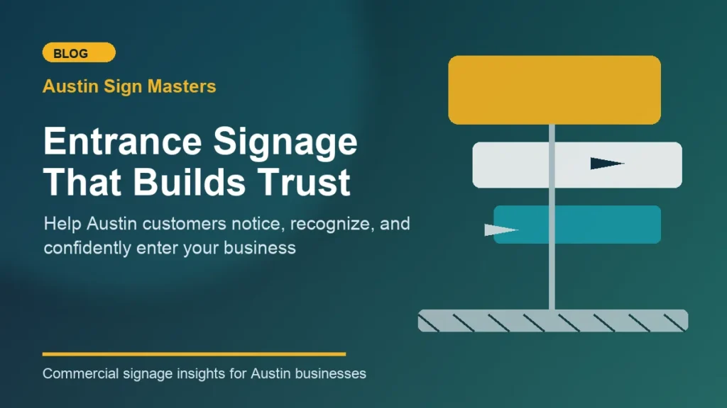 Professional entrance signage on an Austin business storefront creating a strong first impression for customers