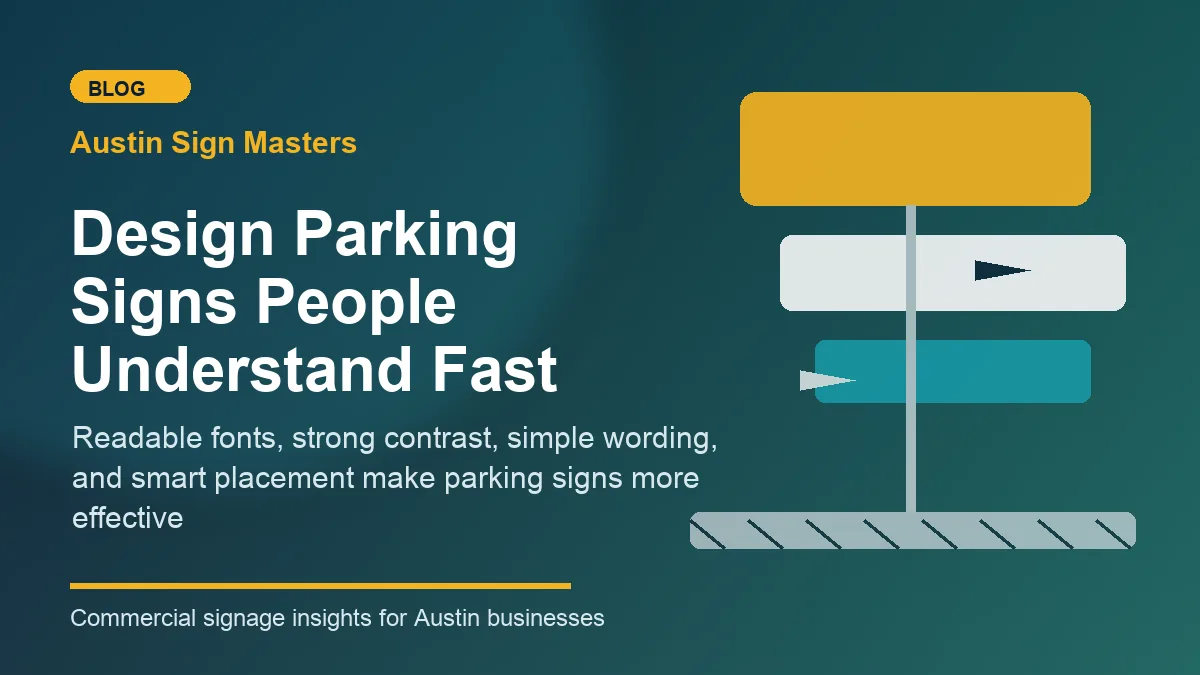 Clean directional parking signs in Austin with readable text and clear arrows for drivers