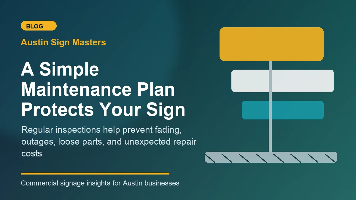Austin business owner reviewing a sign maintenance checklist for outdoor commercial signage