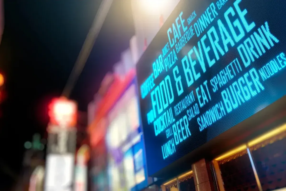 Digital signage display installed at an Austin storefront