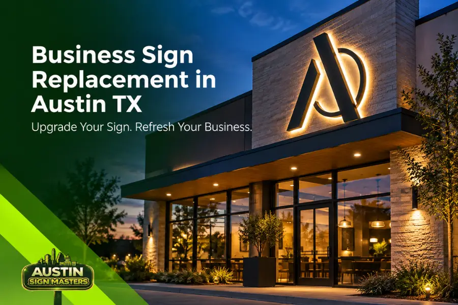 Business sign replacement Austin TX for a commercial storefront