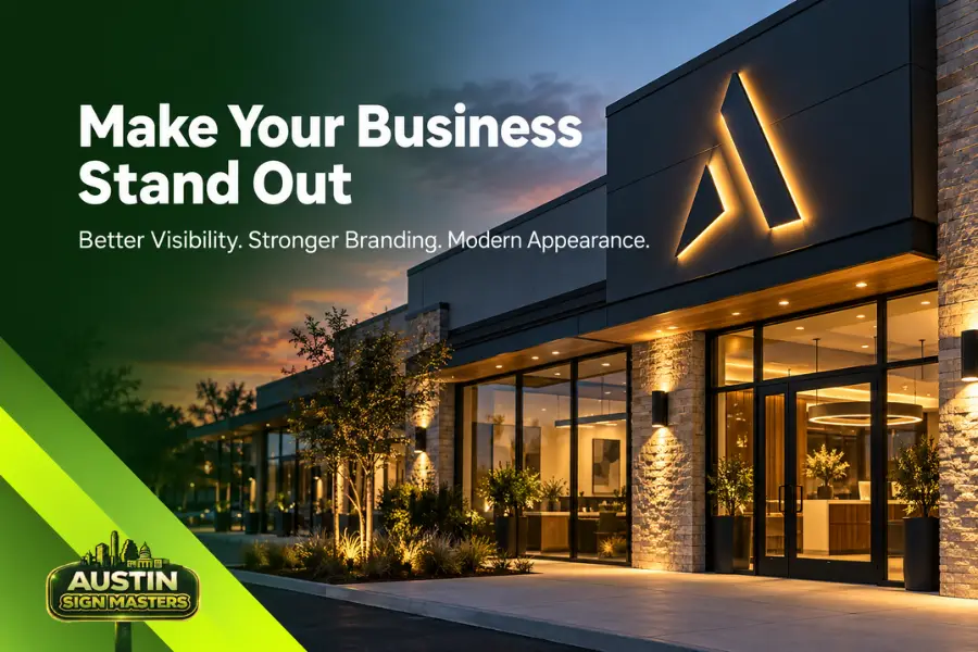 Modern replacement business sign improving storefront visibility in Austin TX
