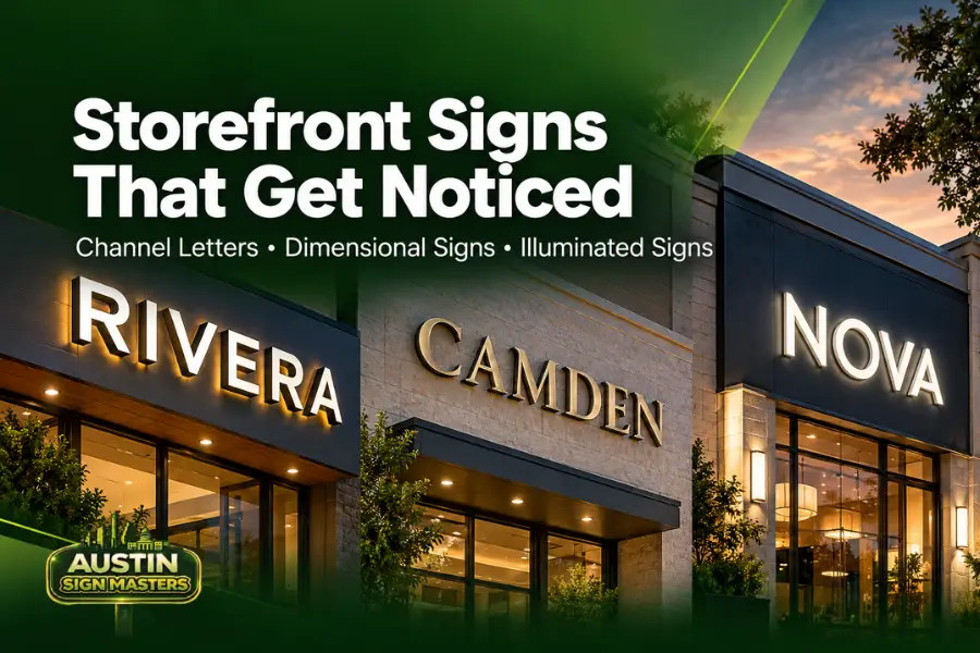 Popular storefront signs in Austin TX including channel letters
