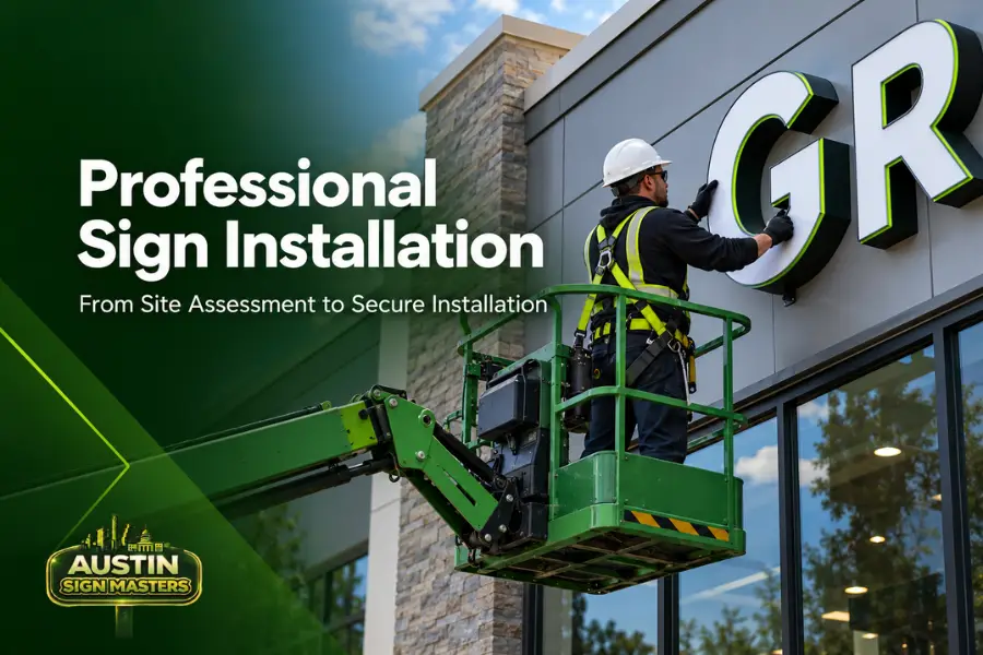 Professional commercial sign installation in Austin TX