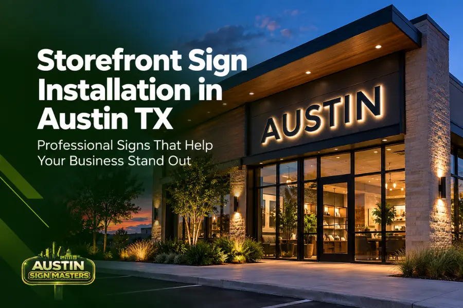 Storefront sign installation Austin TX for a commercial business